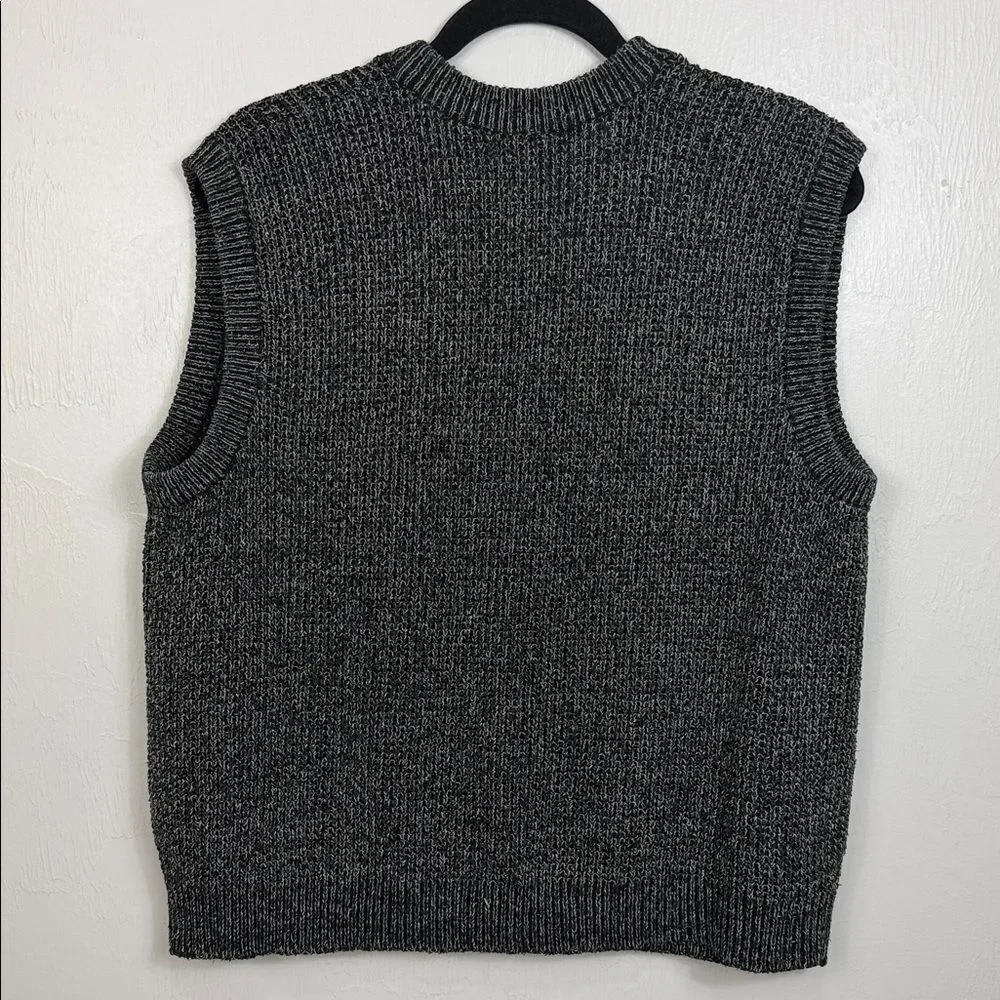 Vintage Summa Silk Charcoal Knit Button Front Sweater Vest Size L